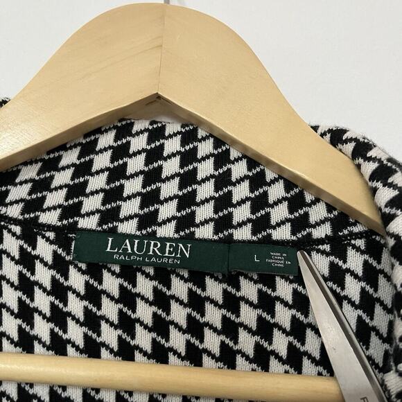 Lauren Ralph Lauren Womens Houndstooth Cotton Knit Blazer Size L Preppy Academia - Picture 8 of 8